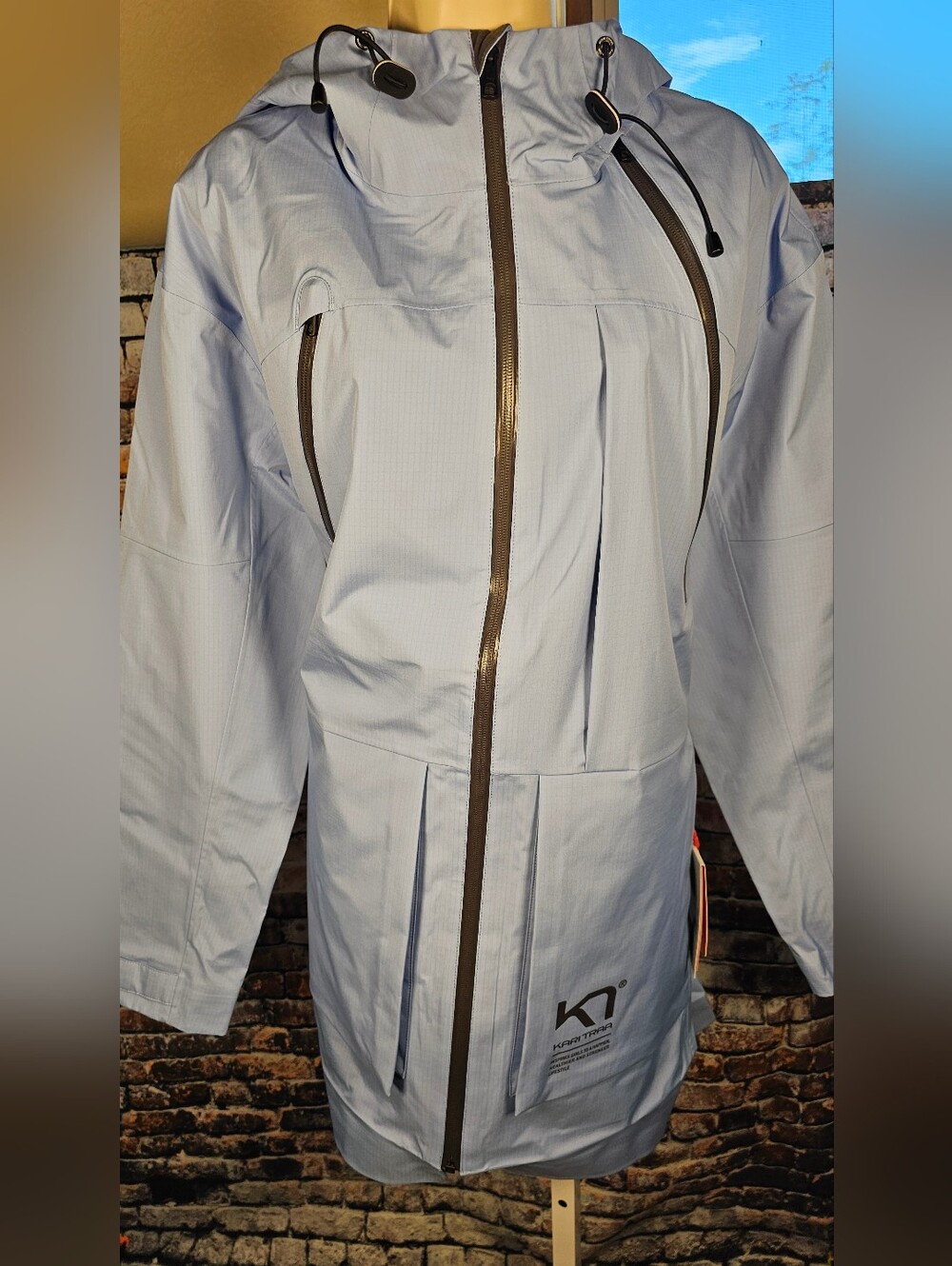 NWT Kari Traa Herre Waterproof Hooded Rain Jacket Shell Iris Large